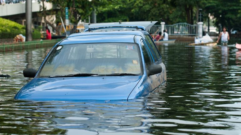 car stalled in water